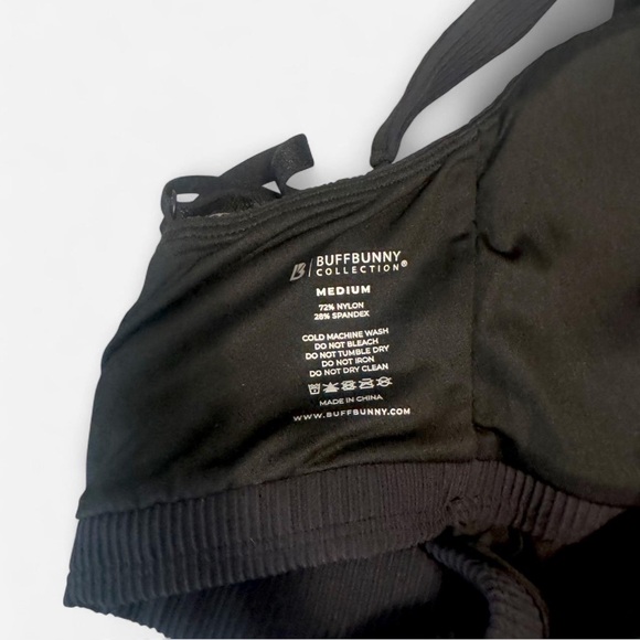 New BuffBunny Black Ribbed Sports Bra - Picture 3 of 4